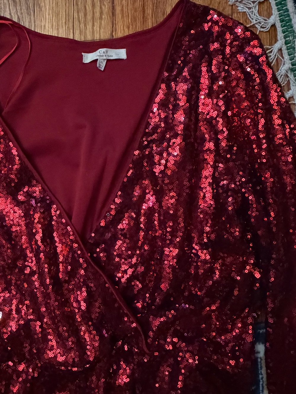 Chelsea & Violet Red Sequin Detail Dress - Picture 3 of 7